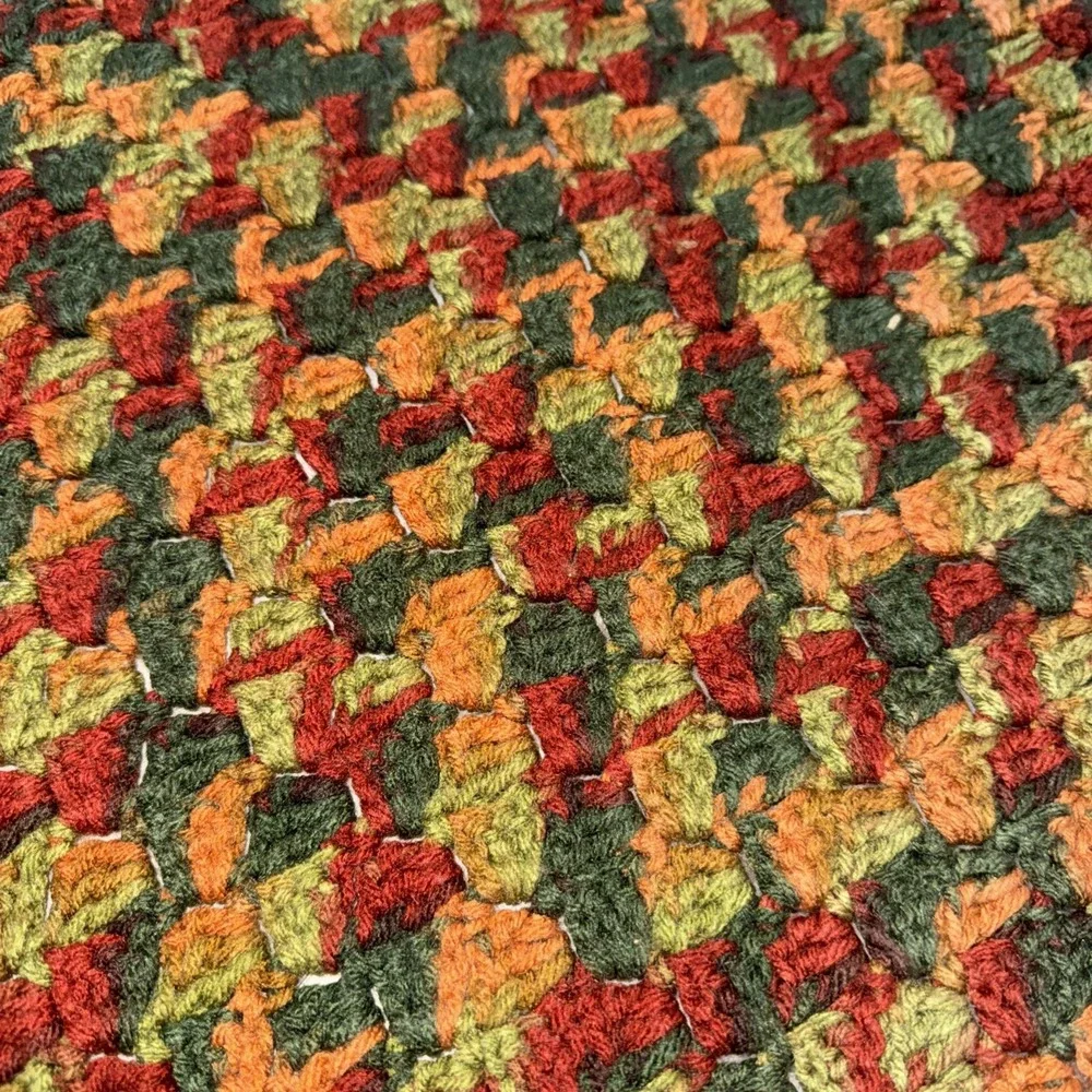 Crochet Knit Afghan Blanket Fall Autumn Colors Throw Cottagecore Boho 68X64
